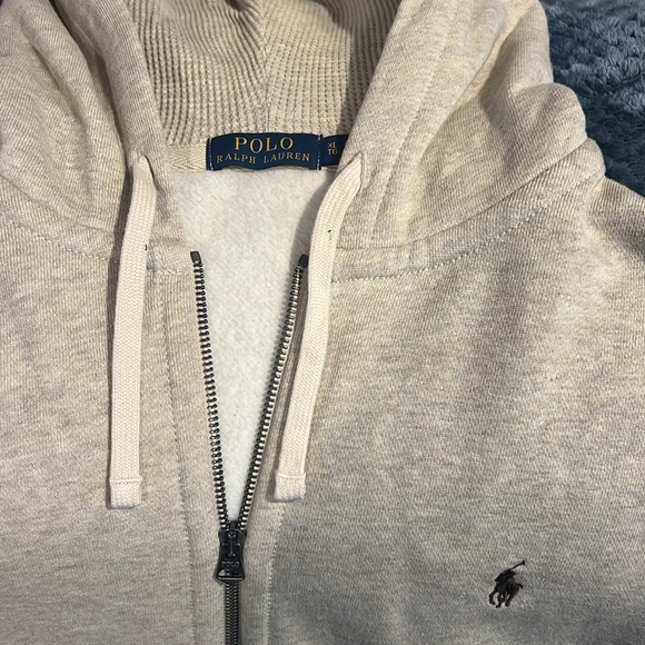 Polo by Ralph Lauren Men's Cream Full Zip Thick Lined Hoodie - Picture 4 of 9